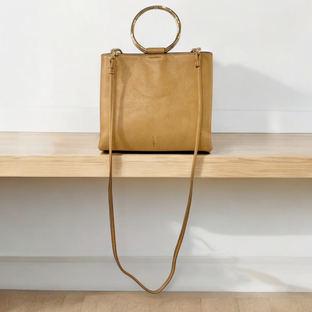 Thacker Le Pouch Tan Leather Ring Handle Crossbod… - image 3
